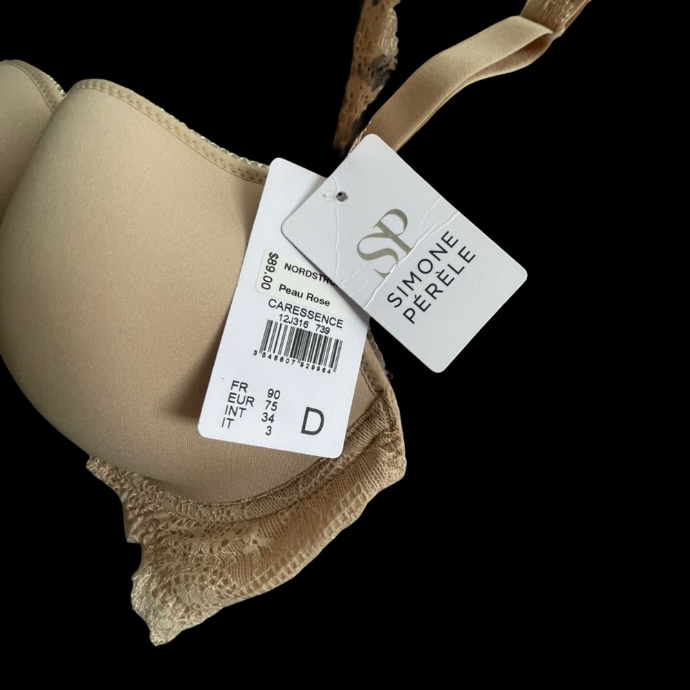 PAIR, NWT, SIMONE PERELE, 34D, BRAS, ONE WITH TAGS AND ONE WITHOUT TAGS.